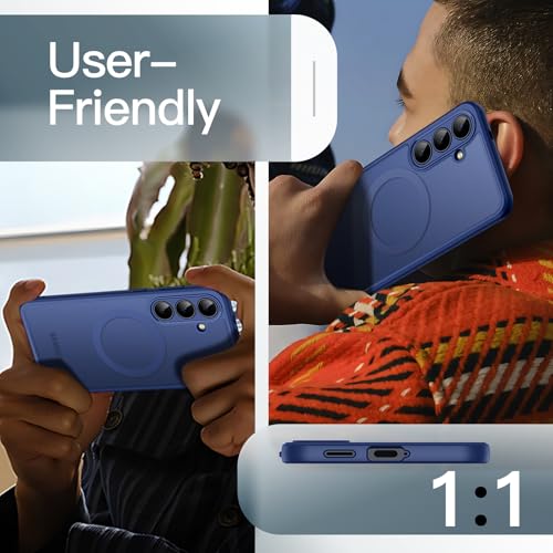 Image of JETech Magnetic Cover Case for Samsung Galaxy S25 FE, Compatible with MagSafe, Translucent Matte Back Shockproof Phone Cover (Navy Blue)