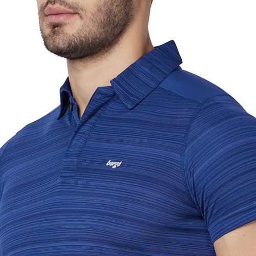 Image of berge' Mens Polyester Dry Fit Collar Wave Stripe Polo Tshirts for Men, Quick Drying & Breathable Fabric, Gym Wear & Workout Tees|Collar Tshirt for Men|Slim Fit Half Sleeve Tshirt|Polo Neck Tshirts