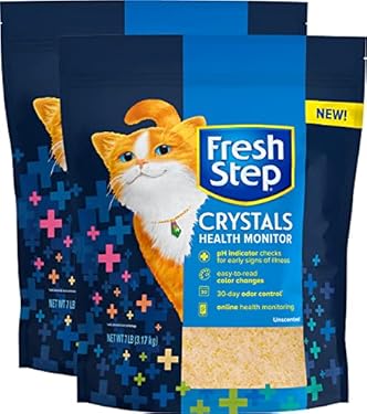 AMAZON - Fresh Step Crystals Health Monitoring Cat Litter, Unscented, Lightweight Crystals Litter Checks Urine pH Levels to Monitor Cat Health, Helps Control Odors, 14 Lbs Total (2 Pack of 7 Lb Bags)