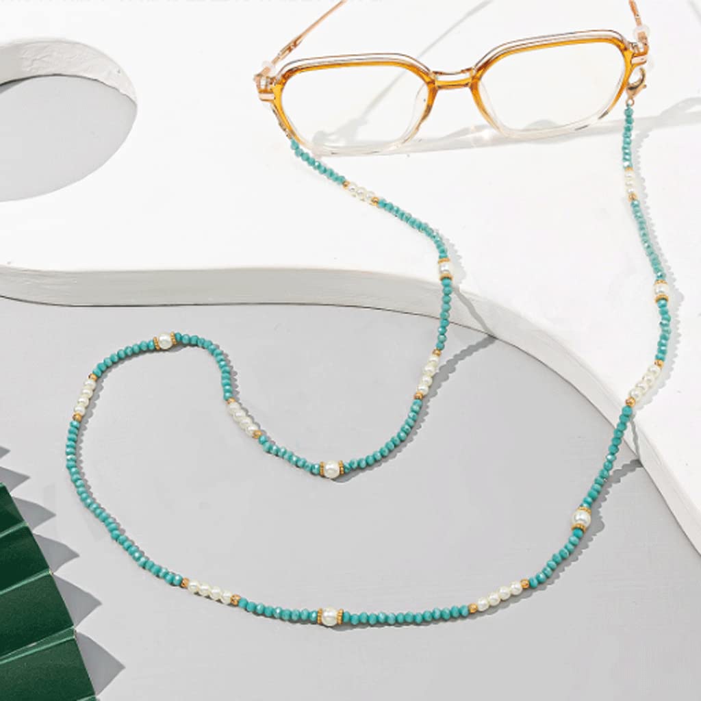 Cadena para gafas, cadena para gafas para mujer, hermosa cadena de 75 cm con anillo de silicona, cadenas de perlas con cuentas de perlas, soporte de cuerda para gafas de personalidad,