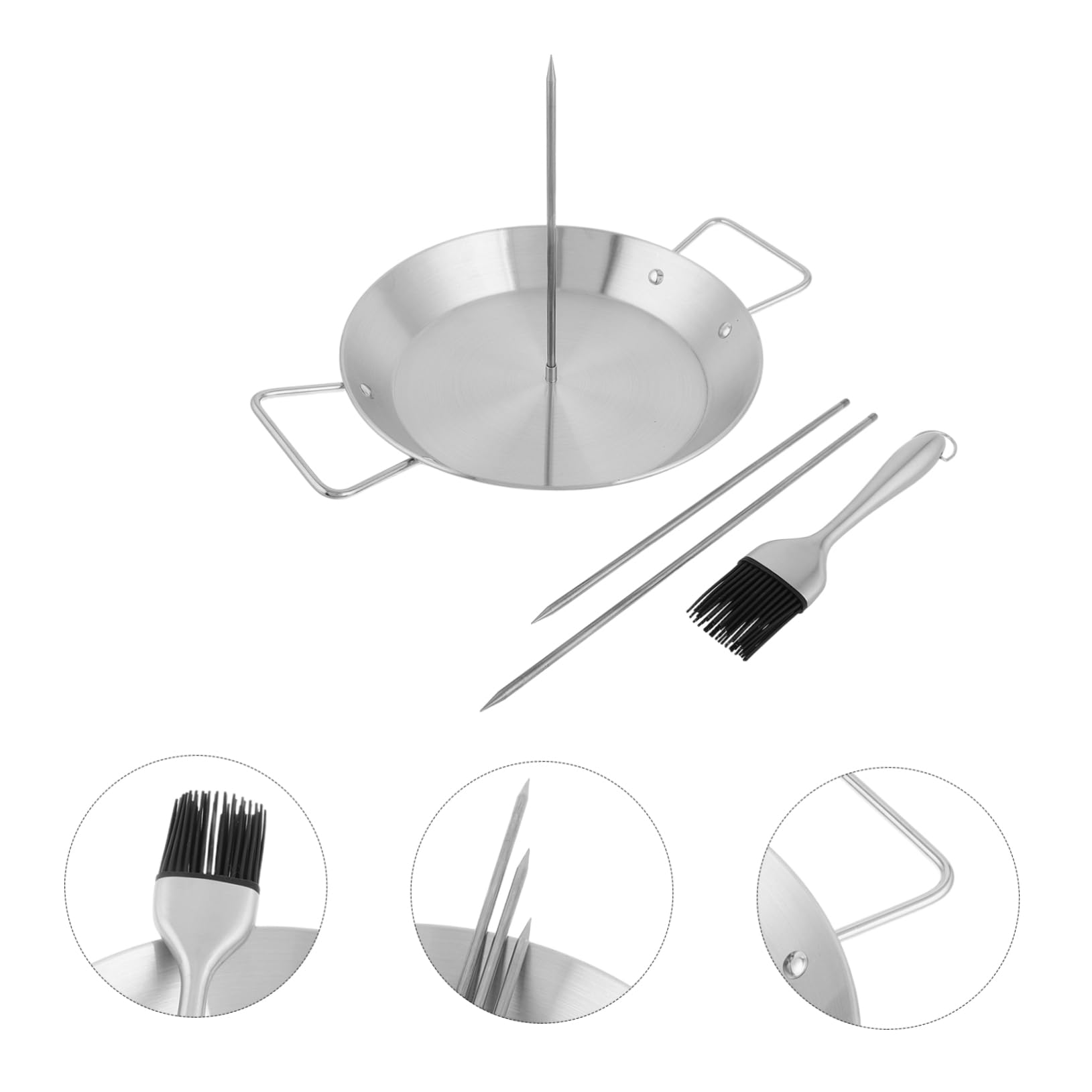 Parrilla Vertical para Barbacoa con 3 Pinchos Extraíbles | 1 Juego con Cepillo para Aceite, Diseño Vertical, Uso para Shawarma, Kebabs, Pescado y Salchichas
