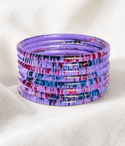 Image of NMII Premium Glass Bangle Set for Women | Multicolor Designer Kangan | Fancy Kanch ki Chudiya | 3D Transparent Chudi Set | Wedding & Festive Occasions Bangles