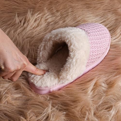 Image of OOW Cozy House Slippers for Women with Memory Foam Fuzzy Shoes for Indoor