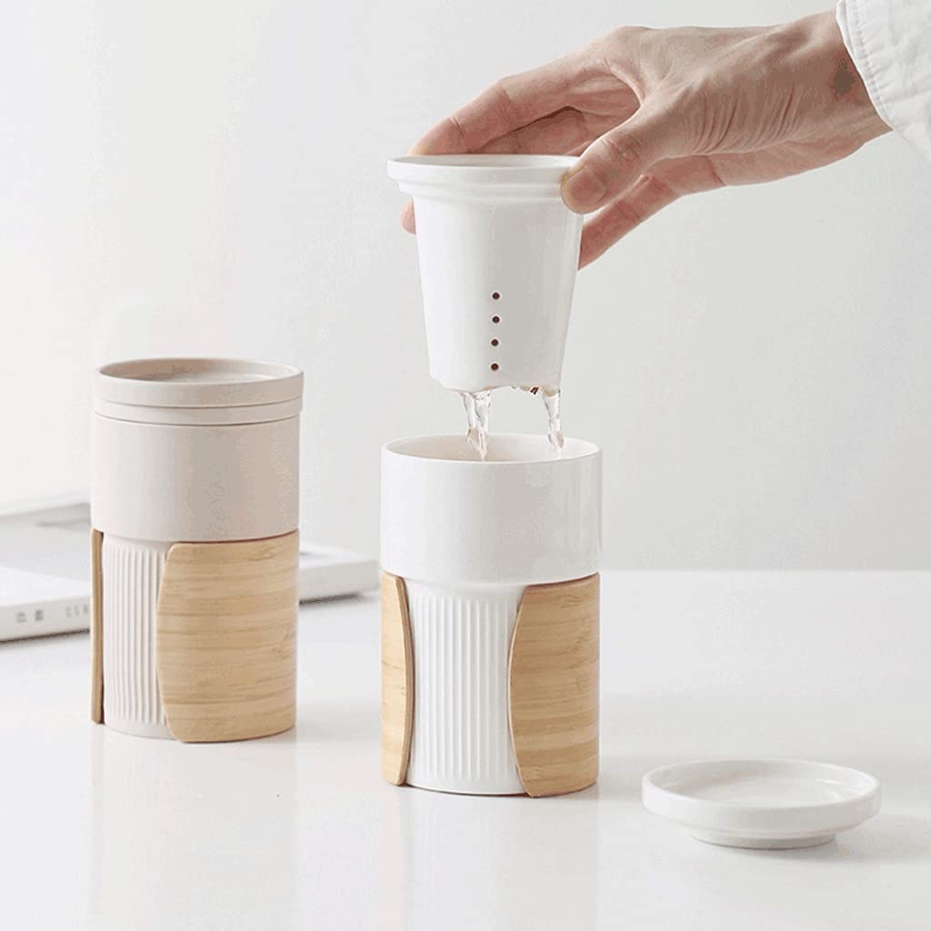 FiliżAnki Kubek PodróżNy Kreatywny Ceramiczny Zestaw Kubków Do Herbaty Z Filtrem I Pokrywką, Izolowany Poręczny Kubek Klasyczny Kubek Do Zimnych/gorących Napojów-350 ML Kawa Kubek Kubek (Blue : V)