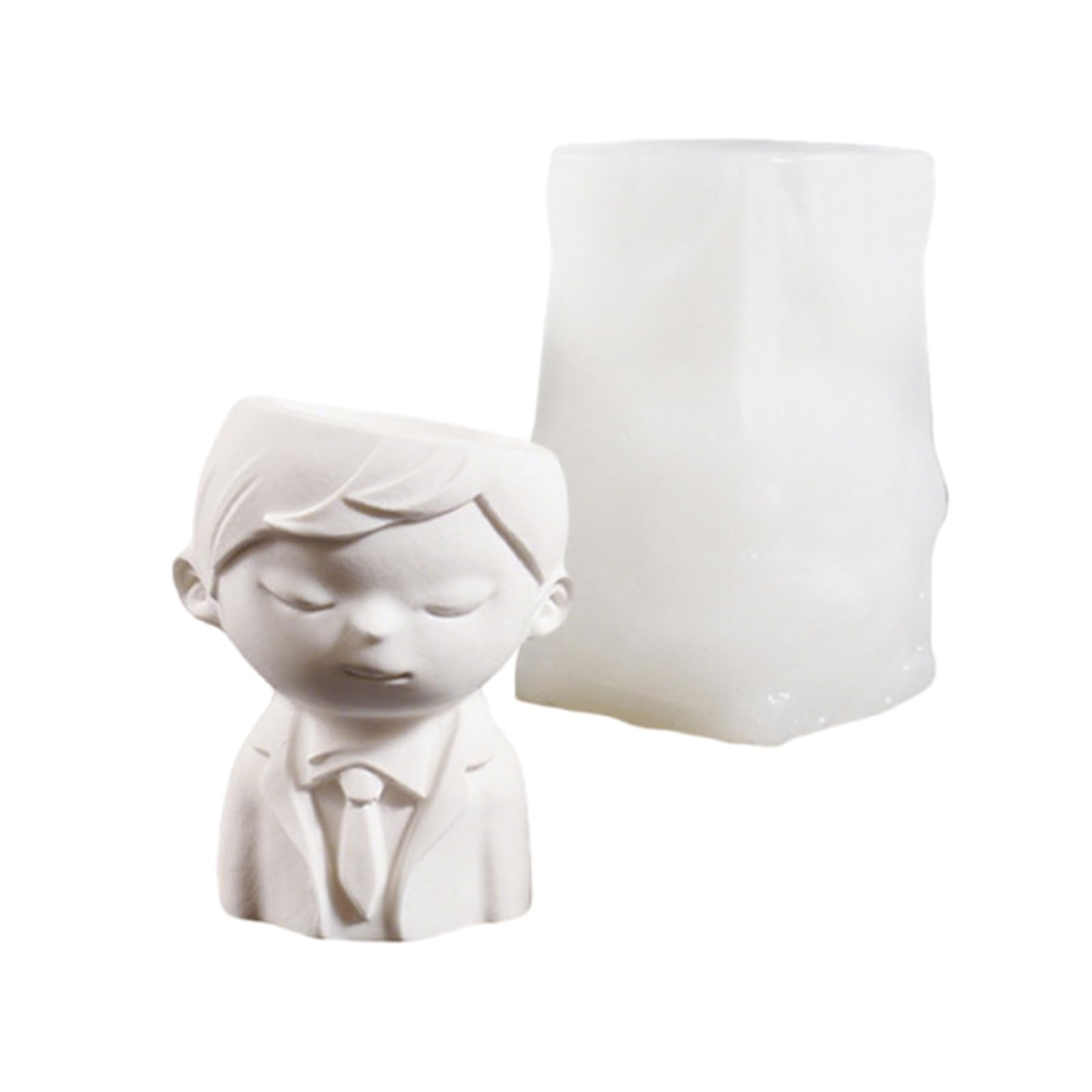 Msioytog Boy Planter Silicone for and Unique Gift Plasters Figurine