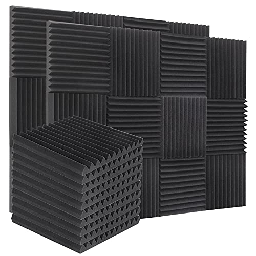 ZHERMAO 16 Pack Sound Proof Foam Panels 2 inch Acoustic Foam, 2" X 12" X 12" Fireproof Sound Absorbing & Sound Insulation Studio Foam Wedges, Sound Proofing Padding for Wall, Home, Office or Studio
