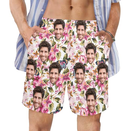 Custom Photo Swim Shorts with Face Men's Board Shorts Swim Trunks Custom Face Print Men's Swim Shorts