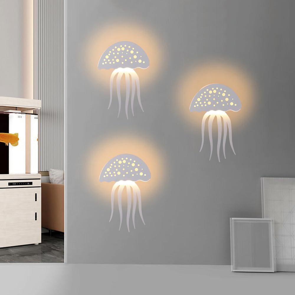 Kreskówka Jellyfish Wall Light LED Biała ściana tkaninowa kreatywna lampa dziecięca nocna lampka zwierzęcych hardwidired kinkiety oświetlenia ścienne dzieci światła na ścianie Learned extensively