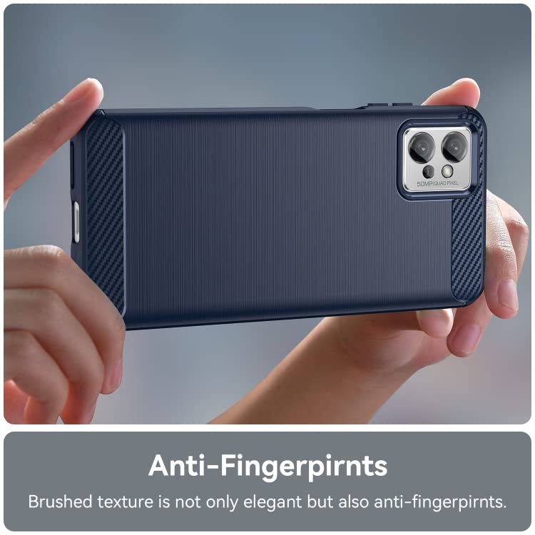 Image of NPRC Hybrid Ultra Slim Protective Case TPU Non-Slip Carbon Fiber Texture Shockproof Case Cover for Moto G32 - Blue