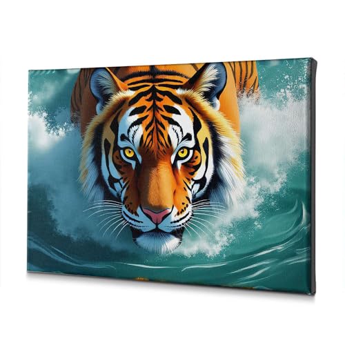 Tableau tigre sortant de l'eau toile décorative 30x40 cm