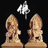 AURH 22CM Buddha Statue Cypress Wood Carving Decoration Solid Wood Craft Sculpture Home Manjusri Sag