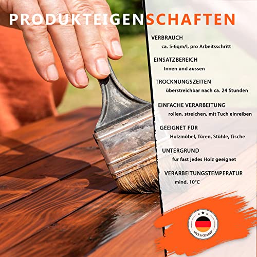 BEKATEQ BE-210 Leinölfirnis transparent I Holzöl für Innen & Außen 1l I Holzschutz-Lasur zur Holzpflege von Holzboden… – Bild 3