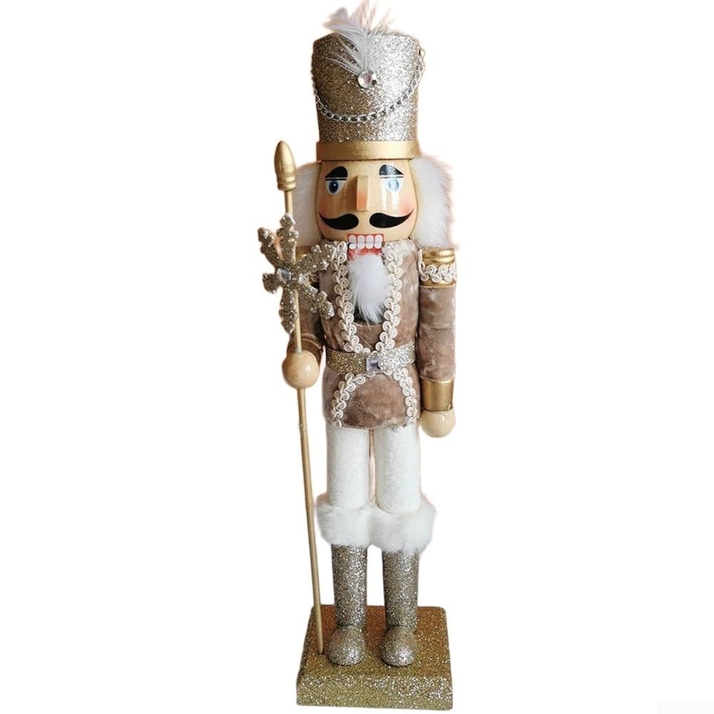 Casse-noisette en bois doré 38cm pour décoration de table de Noël festive et féerique