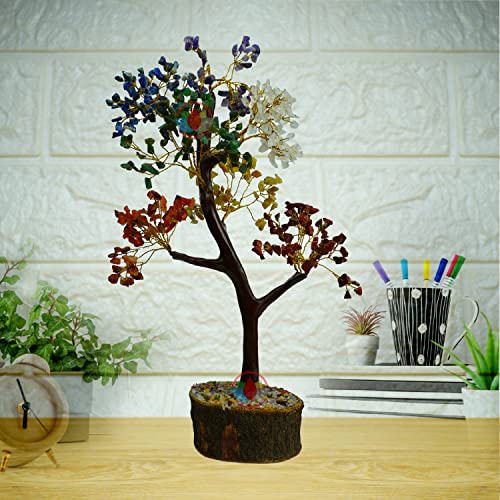 Image of REMEDYWALA Charged Energized Seven Chakra Crystal Tree for Reiki Healing, Seven Chakra Crystal Tree Showpiece for Good Luck Home Decor, Gemstone Tree Box, Money Tree Box (500 Beads)