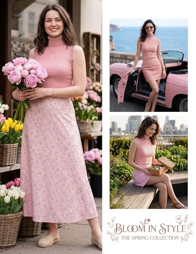 Image of v28 Women Sleeveless High Neck Turtleneck Stretchable Knit Sweater Top