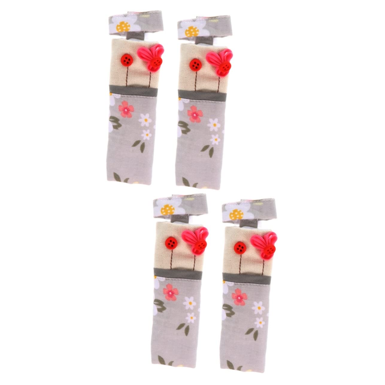 Generic 4 pcs Appliance Case Prinitng Covers Door Home White Protection Refrigerator Kitchen Flower Doorknob for Protector Handle Microwave Cover Decor Household Cabinet Furniture Supply