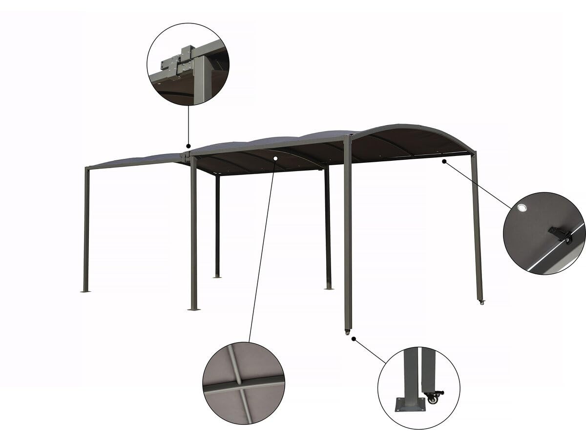 Habitat et Jardin Mathis Tettoia in Metallo Estensibile 303/566 x 295 x 240 cm Antracite