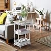 Simple Houseware 3-Tier Rolling Utility Cart with Drawer & Wood Tabletop - Mobile Sofa Side Table, Nightstand, Slim Storage Organizer Trolley for Bedroom, Bathroom, Office & Art Supplies, Maple #2