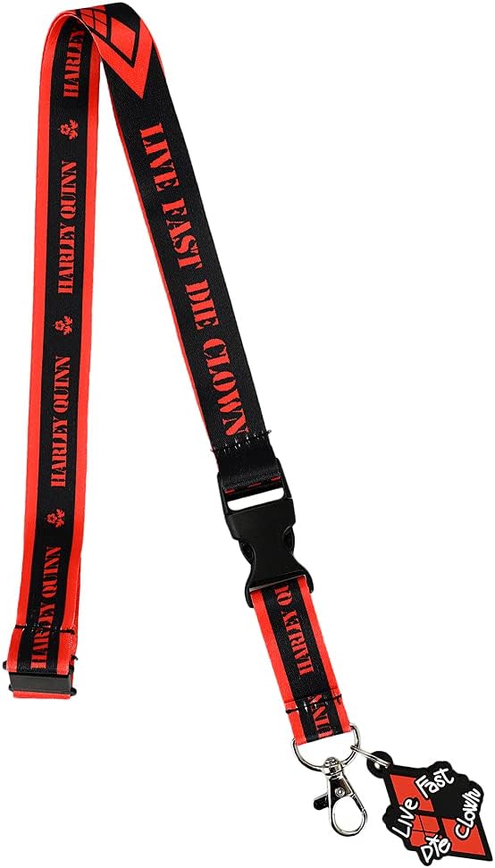 Harley Quinn Live Clown Sublimation Print Lanyard with Rubber Charm