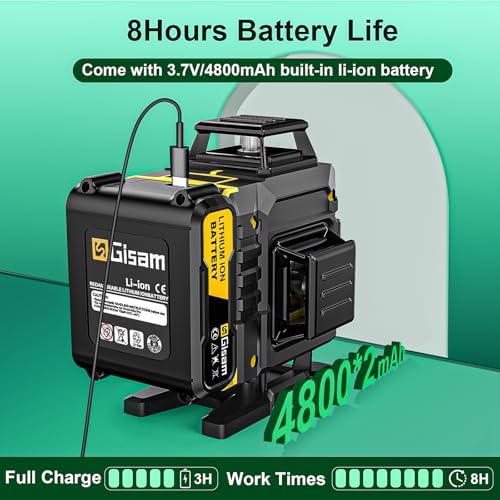 Bild 5 - Kreuzlinienlaser mit Stativ,Multifunktionaler 4D-Laser mit 16 Linien, Fadenkreuz-Laser Wasserwaage, Bau Fadenkreuz Laser Wasserwaage,2 * 4800 Li-Ionen-Akku mit Ladeanschluss Typ C