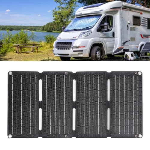 Cargador de Panel Solar de 80W, Potencia de Respaldo Solar Portátil Plegable con Salida USB Dual para Teléfonos, Tabletas - a Prueba de Agua para Acampar, Senderismo, Mochilero