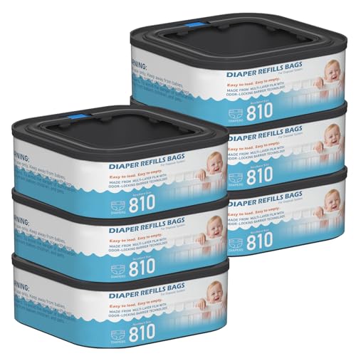 Image of Jumbo Square Refills Disposal Bags Refill Compatible with Diaper Genie Classic, Compact and Select Pails, Hold Up to 810 Newborn-Sized Diapers Per Refill, Pack of 6