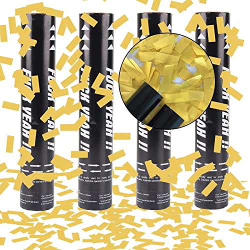 Konfettikanone Papier*4pcs, XiXiRan Konfettikanone Geburtstag, Party Popper, Konfetti Pistolen Set, Konfetti Bombe, Konfetti Shooter, Konfettikanone Gender Reveal, Konfetti Kanonen Poppers (gelb)