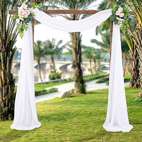 ZWMBYN Wedding Arch Draping Fabric, 2 Panels 19.7FT Green Party Arch Drapes Sheer Backdrop Curtain - Image 3
