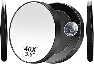 1pc Magnifying Mirror 40 Compartments Suction Cup Black, Cosmetic Mirror Small for Accurate Make-up, Travel Mirror Magnification, Makeup Mirror with Suction Cup, Magnification Pocket Mirror