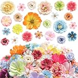 JGRSHES 180Pcs Mini Fake Flower Heads Multicolor Small Silk Faux Flower Heads Artificial Rose Daisy Flowers Bulk for Cake Crafts DIY Graduation Cap Wedding Hair Dresses Wreath Party Home Decor