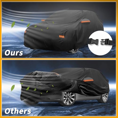 Image of Car Cover Waterproof All Weather Sun Rain Protection Full Exterior Cover for Tesla Model 3 Black with Left Side Zippers