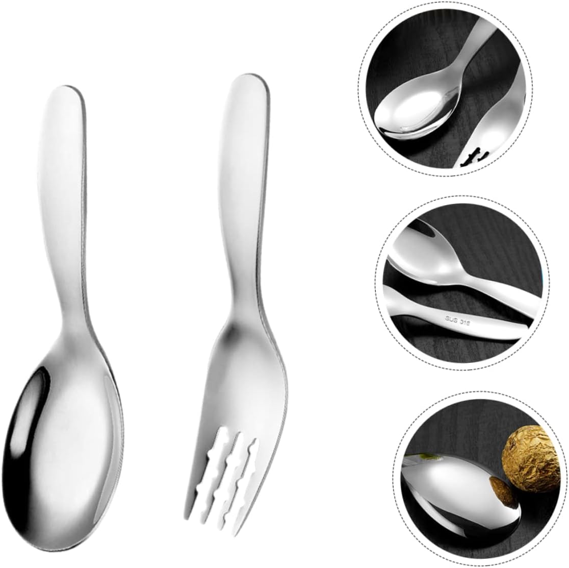 1set Boy Girl's Fork and Spoon Set Boy Girl Training Utensils and Self Feeding