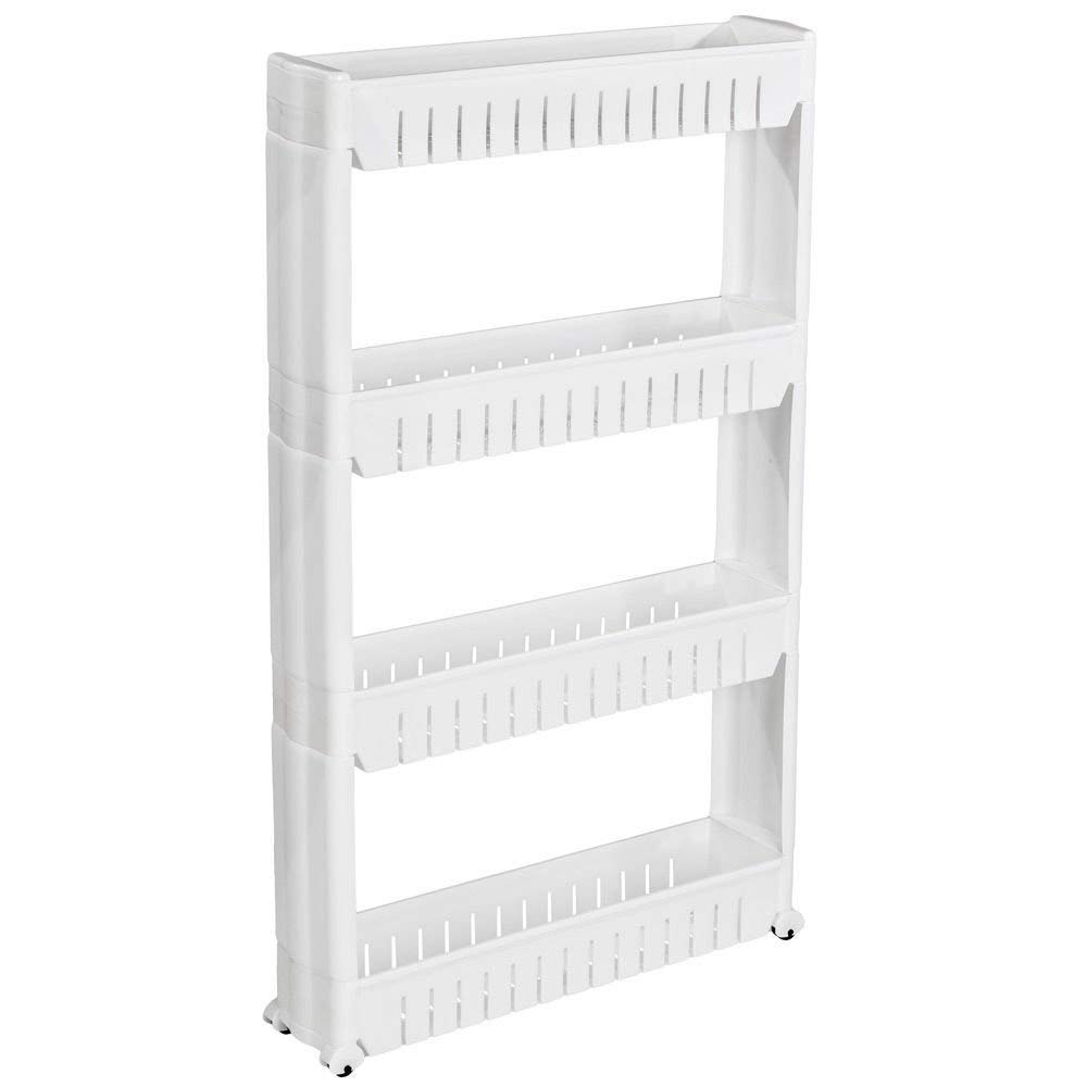 HYGRAD® Slim Slide Out Kitchen Trolley Rack Holder Storage Shelf Organiser Moving Wall Cabinets Tower Holder Rack on Wheels 4 Tier