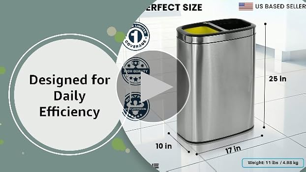 Amazon.com: Alpine 40 Liter / 10.5 Gal Slim Dual Trash Can