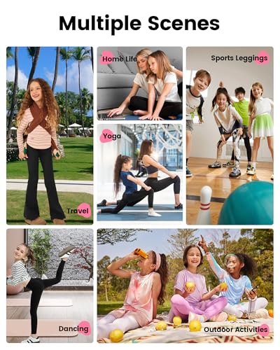 Angel season Flare Leggings for Girls Bell Bottoms Yoga Dance Pants Kid High Waist with Pocket Teen Sport Size 7-142