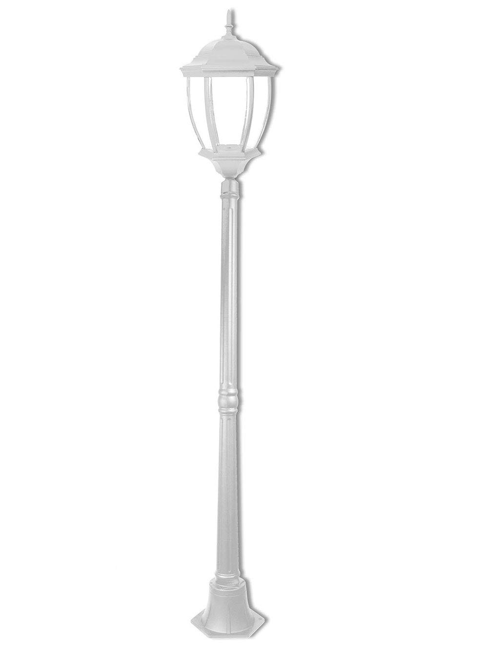 Vetrineinrete® Lampione da giardino con palo lanterna da terra luce per esterno in alluminio e vetro con portalampada per vialetti E27 ES35-B (Bianco) P31