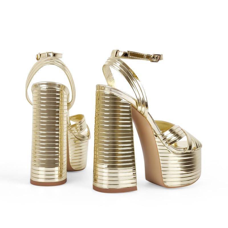 Image of Onlymaker Platform Heels for Women Ankle Strap Chunky High Heel Sandals