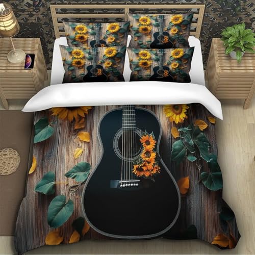 Housse de couette guitare 3D ultra douce avec fermeture éclair