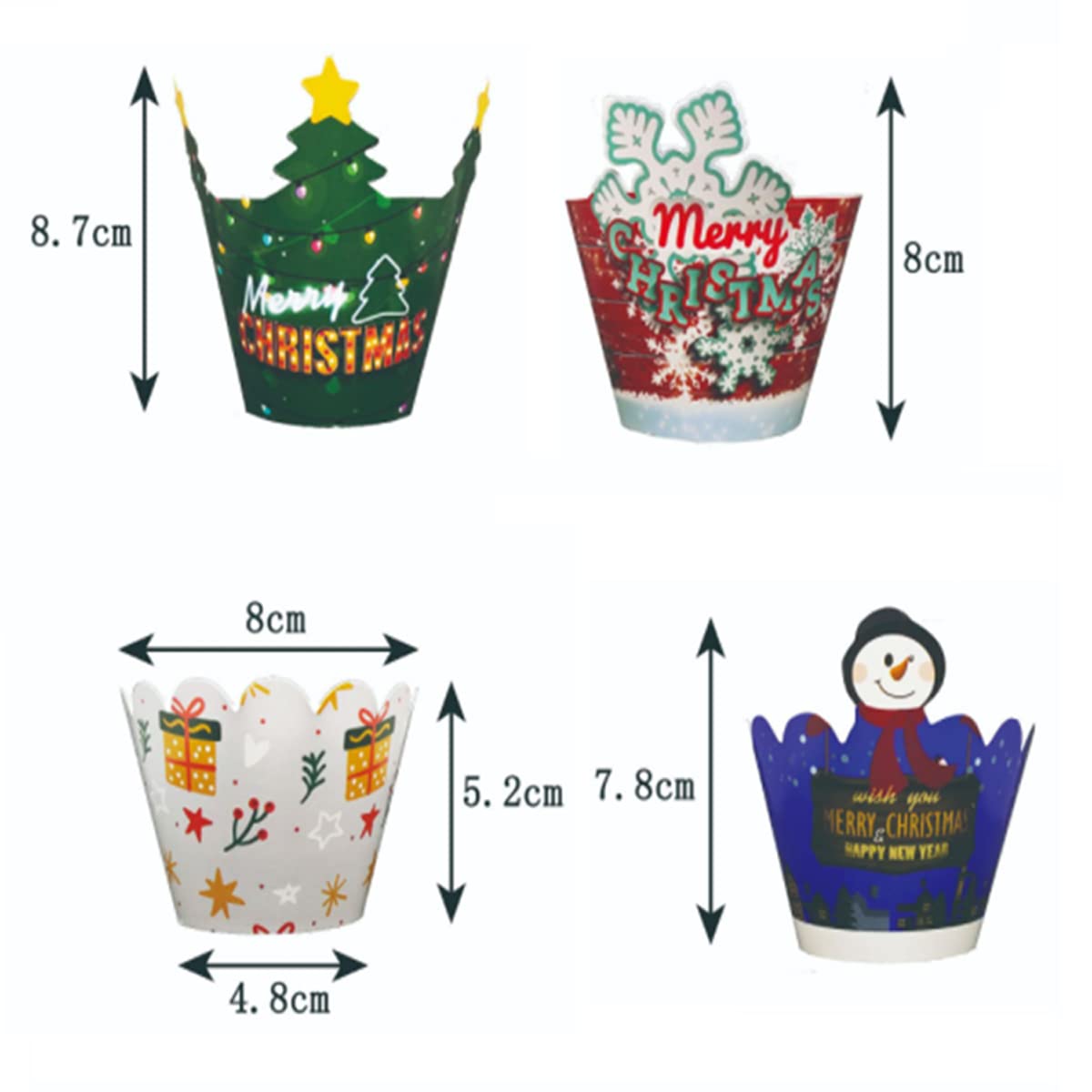 48-teiliges Weihnachts-Cupcake-Deko-Set – Topper & Wrapper Aus Papier, Für Kuchen & Party