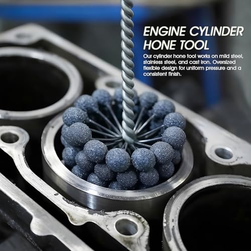 Image of 4 Inch Cylinder Hone Tool 240 Grit Flexible Ball Brush for Engine