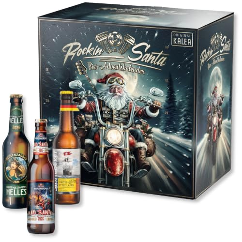 Kalea | Bieradventskalender 2026 | Edition ROCKSTAR SANTA | 24x 0,33l Bierspezialitäten | inkl. Verkostungsglas | Biergeschenk zur Vorweihnachtszeit für...