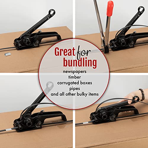 Image of Polyester Strapping Silent Tensioner and Cutter Manual Strapping Tools Windlass for 1 /2 inch - 3 /4 inch Width Polyester Polypropylene Strapping(Black)