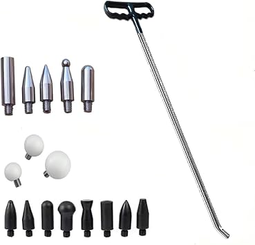 Paintless Dent Repair Tools 1 Pieces of Dent Removal Rods with Awl Head Dent Hail Repair Tools Paintless Dent Removal Kit Car Auto Body Dent Removal of Hail Dents and Door Ding 17 PCS