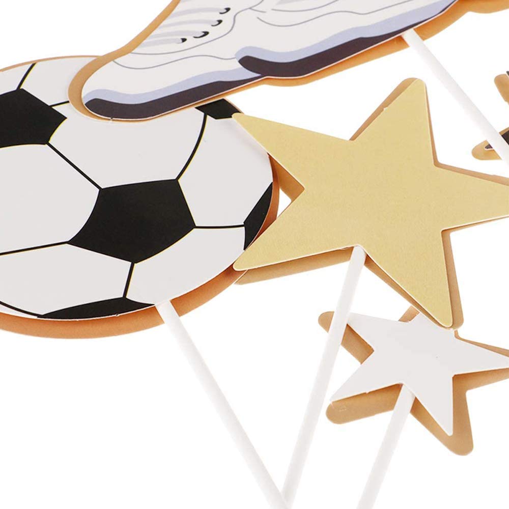 6-teilige Fußball-Tortendeko – Cake Topper "Happy Birthday Boy" Mit Fußball, Schuhen & Sternen, Personalisierbar