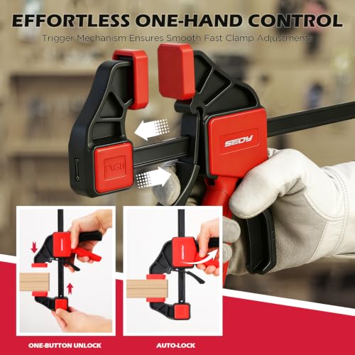 Image of 3-Piece 12 Inch Bar Clamps for Woodworking with Clamp Connector, 12 inch Quick-Release Wood Clamps with 150 LBS Load Limit, Trigger Clamp Set, One-Handed Clamps /Spreader Ideal for Woodworking DIY Projects