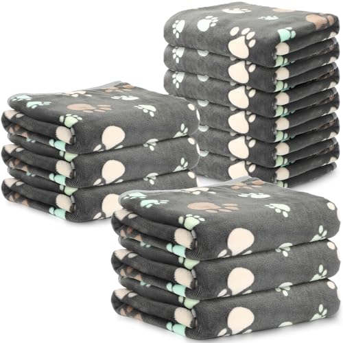 Tegeme 12 Pieces Pet Blanket Soft Fleece Dog Fluffy Doggie