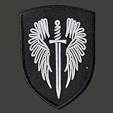 Klett Patch Militär, ‘Erzengel Schwert und Flügel’Patches, Bestickte Aufnäher, Baseballkappe Jack Dekorativer Taktik Lustig Klettpatches