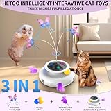 HETOO Cat Toys, 3-in-1 Interactive Cat Toy for Indoor Kitten with Feather Track Balls & Fluttering Butterfly,Moving Ambush Feather, USB Rechargeable Power Cat Toy For All Life Breeds Exercise - Image 3