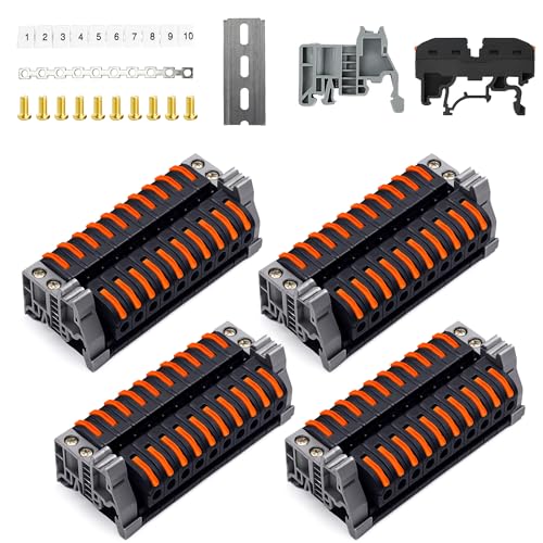 Reihenklemmen Hutschiene Schwarz 40 Stück: 0 08-4 mm PCT-211 Hutschienen Klemmen Kit mit Markierungsstreifen Elektrische Klemmblock Klemmleiste für Automatisierungsprojekte Verdrahtung DIY-Projekte