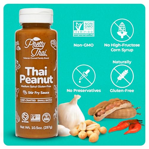 Image of Pretty Thai Peanut Sauce, Gluten Free Certified Non-GMO Vegan Authentic Stir Fry, Dressing, Rice Seasoning, Condiment & Dipping Sauce, 100% Natural
